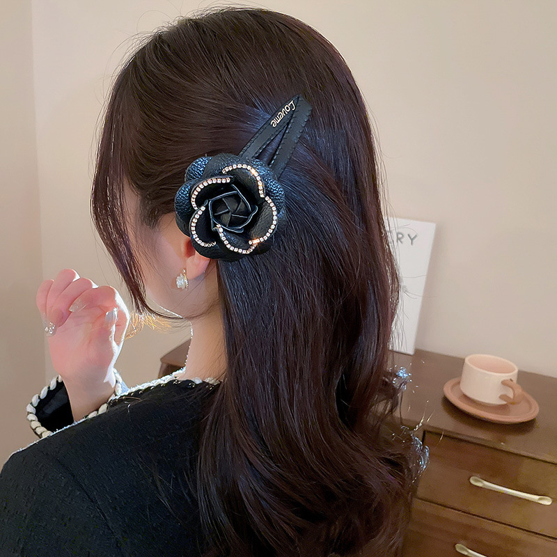 Elegant Flower Pu Leather Artificial Rhinestones Hair Clip 1 Piece display picture 4