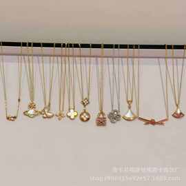 宝家陶瓷小红人裙子项链女高版镀18kv金四叶草葫芦马蹄扣微笑项链