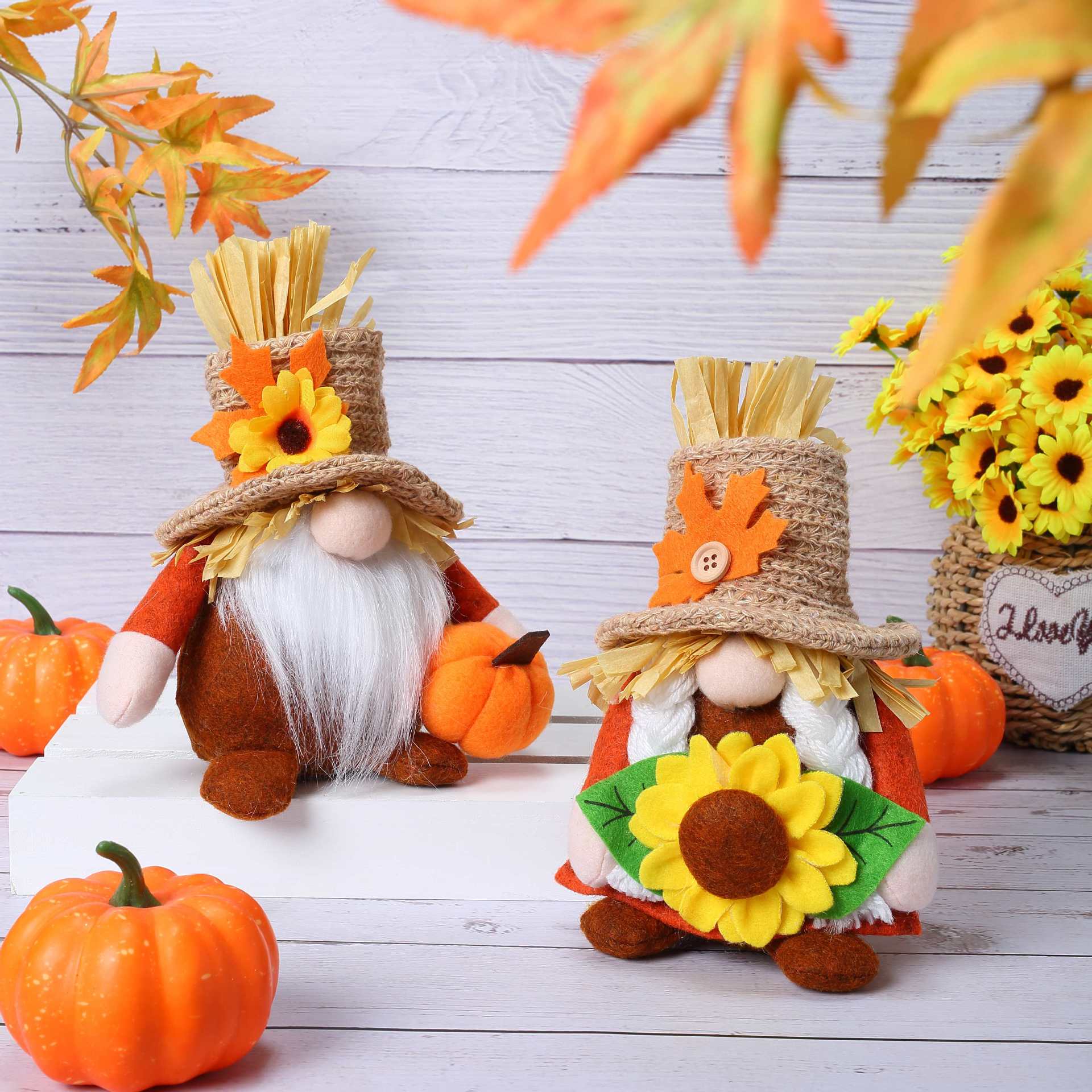 Nuevo Día de Acción de Gracias transfronterizo Espantapájaros Festival de la cosecha Decoración Muñeca sin rostro Muñeca Calabaza Hoja de arce Rudolph Adornos