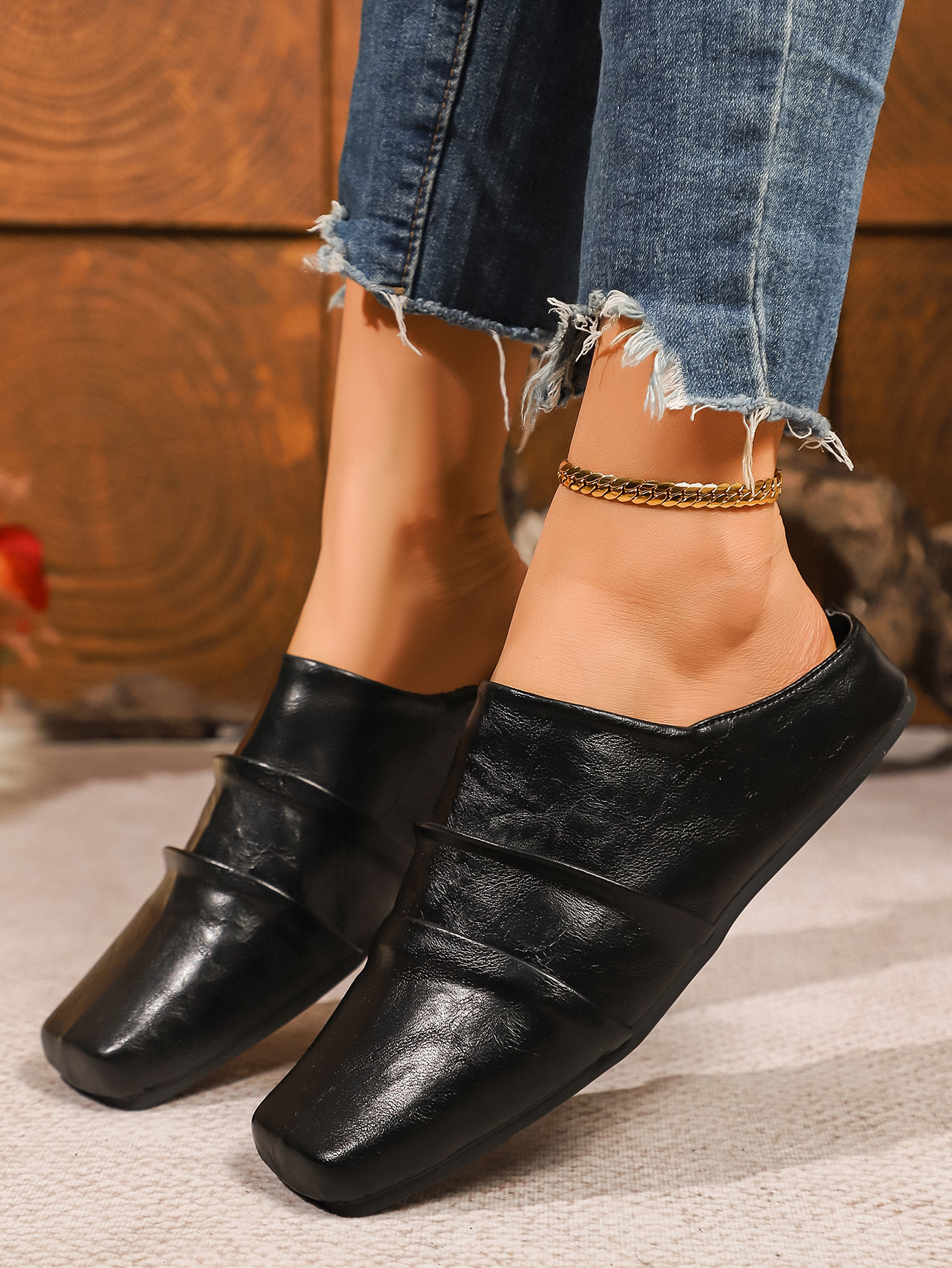 Scarpe slip-on da donna con plateau e punta quadrata, taglie forti, modello chiuso, nuovo stile autunnale_voghion.com