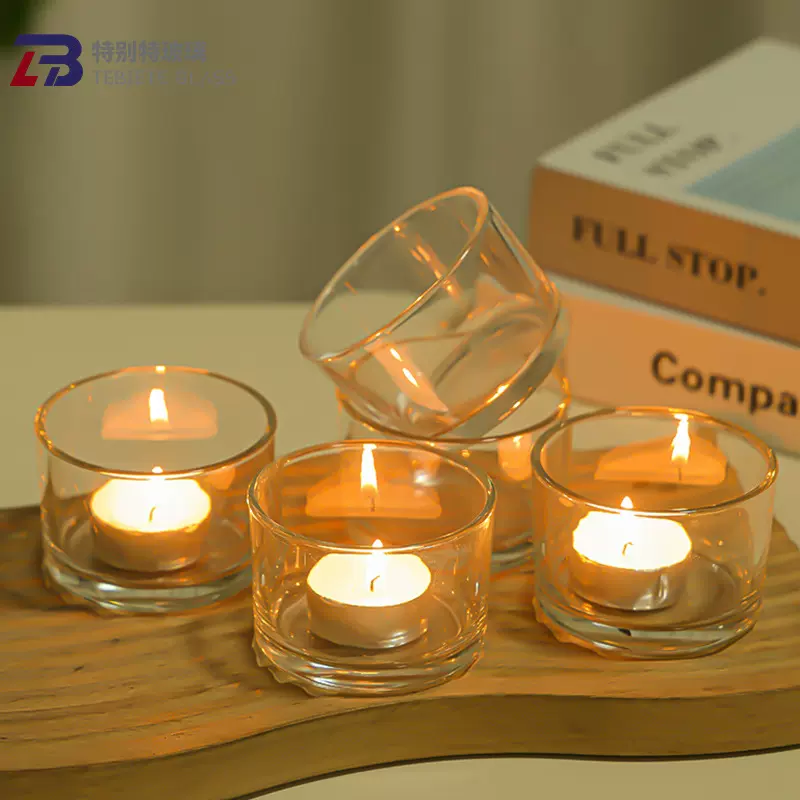 加厚玻璃蜡烛杯时尚玻璃烛台摆件简约蜡烛杯空杯香薰蜡烛玻璃杯