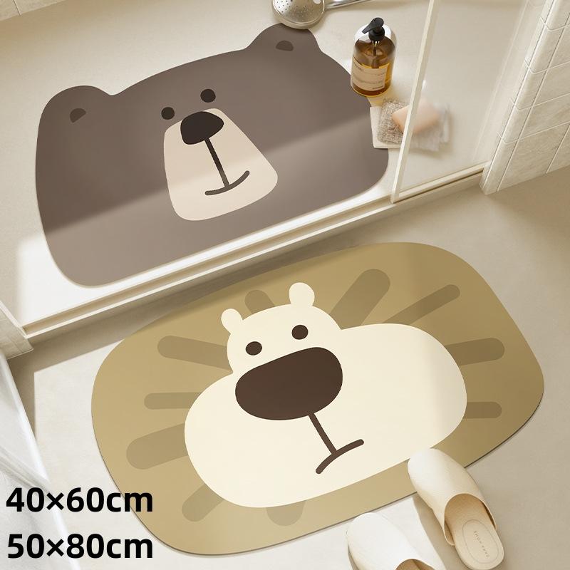 Cross-Border Diatom Mud Floor Mat Cartoon Animal Big Head Bathroom Floor Mat Toilet Bathroom Wear-Resistant Water-Absorbent Anti-Slip Mat