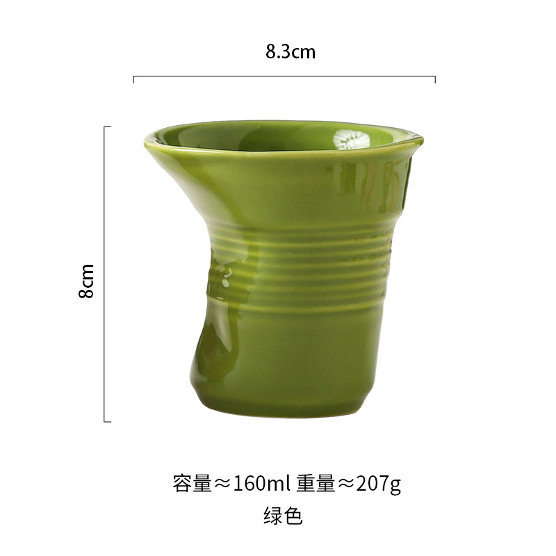 Estilo de nicho Taza de cerámica de alto valor irregular francesa Taza de café Diseño de pliegues Taza de enjuague bucal de alta calidad al por mayor