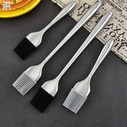 Cross-border stainless steel silicone brush household barbecue brush pizza brush long brush bread sweep kitchen baking oil brush