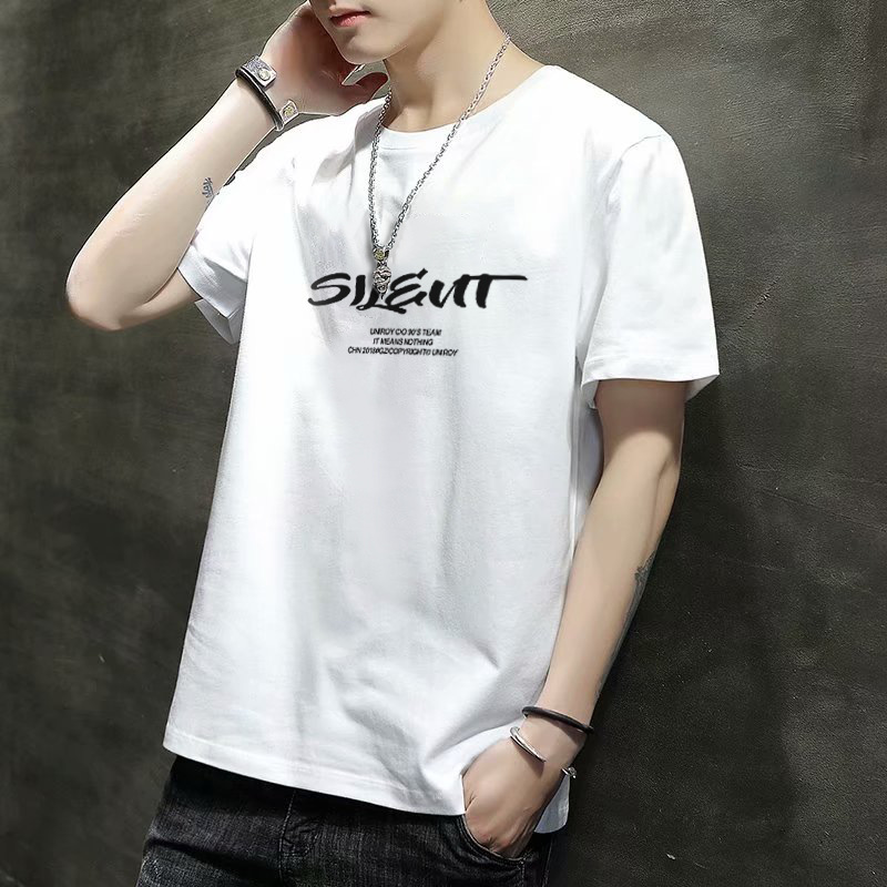 Verano ins celebridad en línea estilo coreano SLIM-Fit Camiseta de manga corta juventud carta impresa personalizada cuello redondo Camiseta casual base T