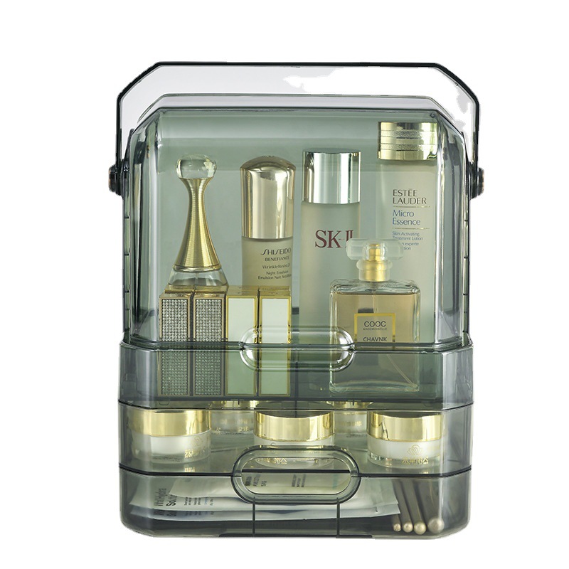 Cosméticos caja de almacenamiento hogar de gran capacidad al por mayor transparente de escritorio productos de cuidado de la piel lápiz labial joyería a prueba de polvo caja de acabado