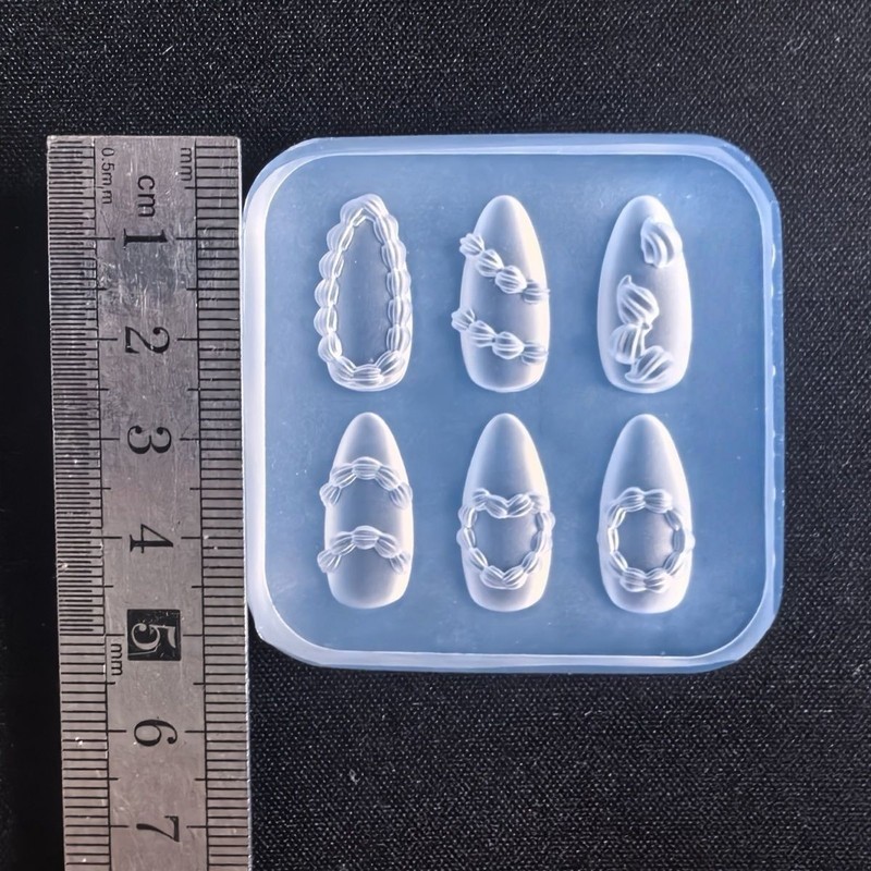 法式奶油裙边美甲硅胶模具立体法式爱心硅胶雕花滴胶美甲模具饰品|undefined