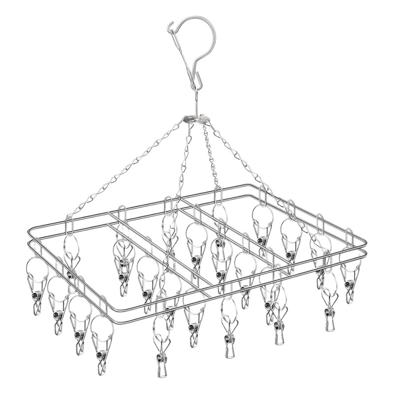 Kaiwang calcetines de acero inoxidable rack multi-clip rack de secado sólido 20 clip de secado calcetines rack multi-cabeza rack de secado fábrica al por mayor