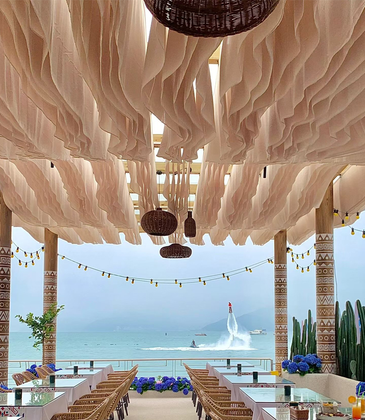 Red red cortina de aire cortina de techo cortina de tela al aire libre restaurantes residenciales decoración cortina de aire cortina de hotel escénico cortina de aire ondas cortina de tela