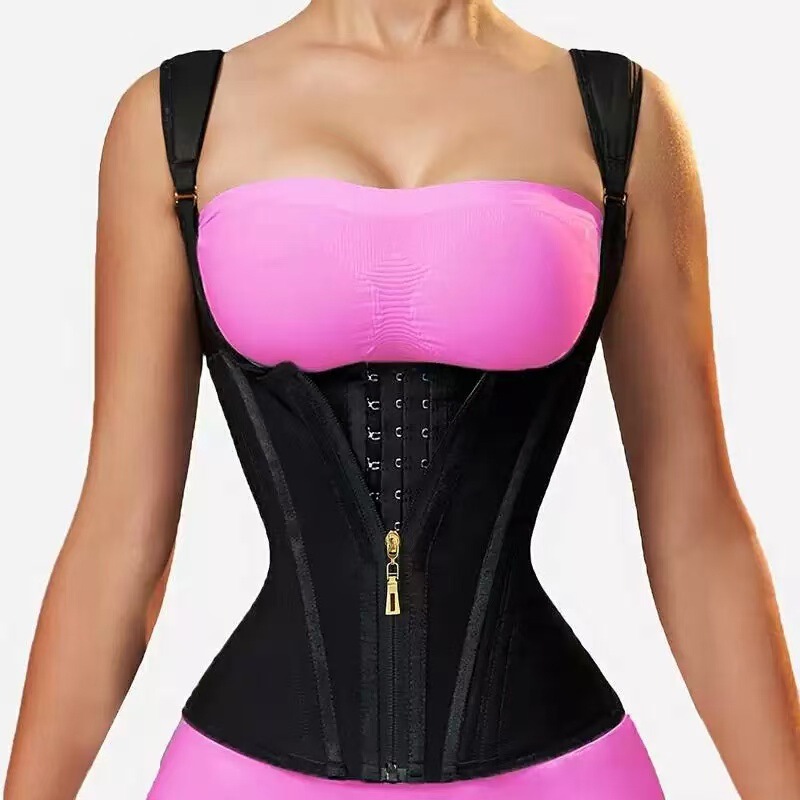 Cross-Border Tummy Control Latex Vest Style Zipper Button Sports Shapewear Top Tight Corset Waist Trainer