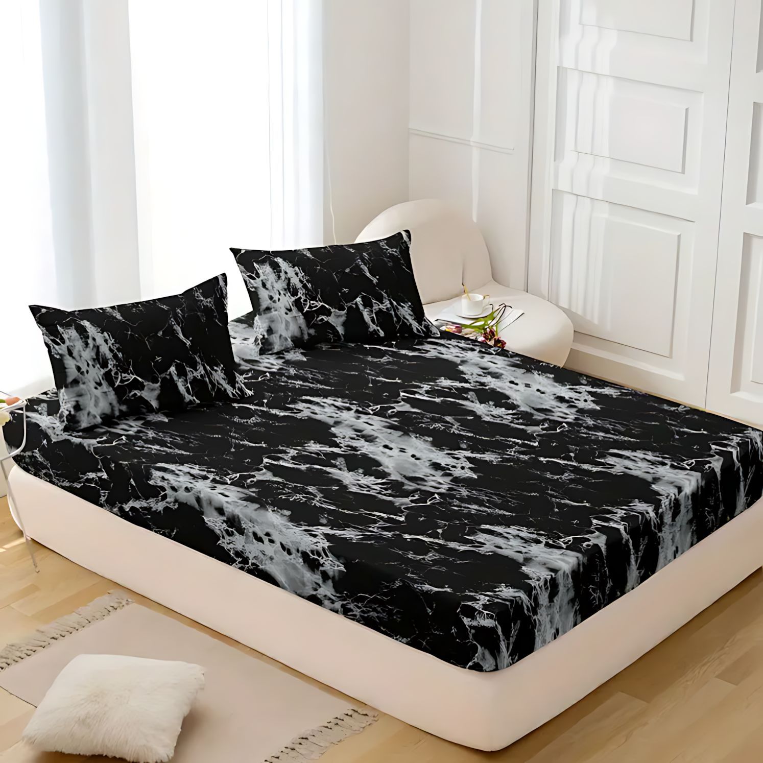 TEMU / JIT patrón de mármol 3D impresión digital transpirable cama Kasa Kit fuente fabricante puede hacer