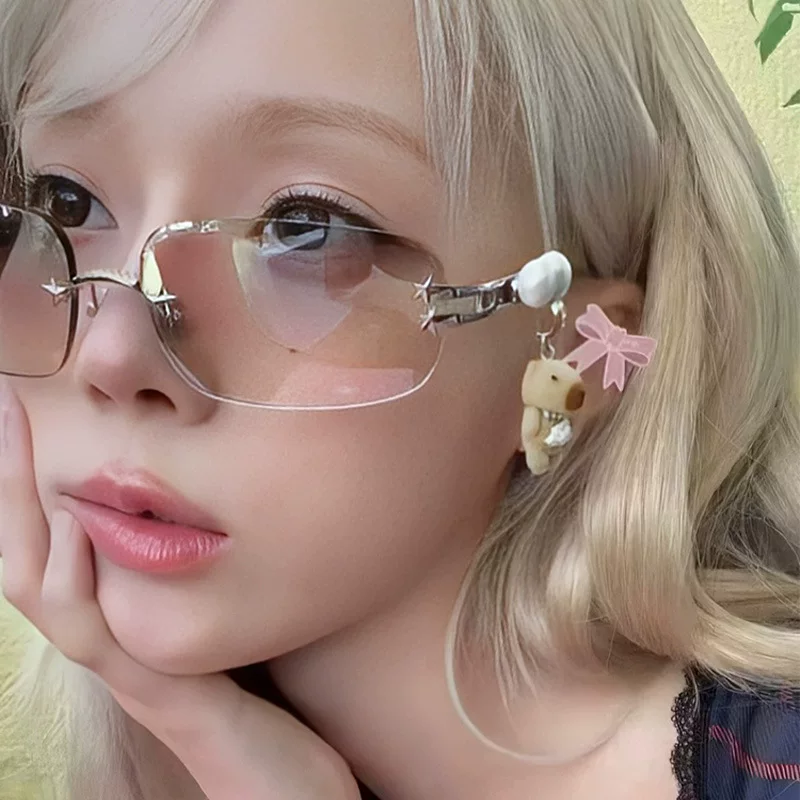 Очки без оправы Y2K, корейский стиль Hot-Girl, легкий бескаркасный дизайн, летняя защита
