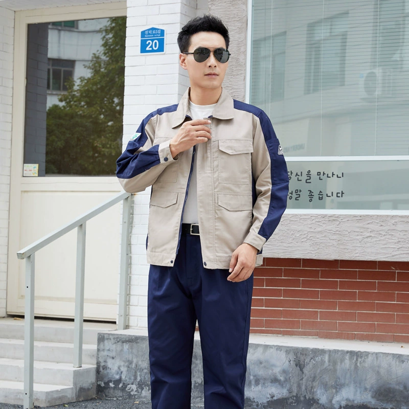 Весенне-осенняя рабочая одежда, костюм, мужская рабочая одежда для аЗС, износостойкая и грязеотталкивающая, заводская одежда для мастерской, строительная площадка, хранение, страховка труда, одежда