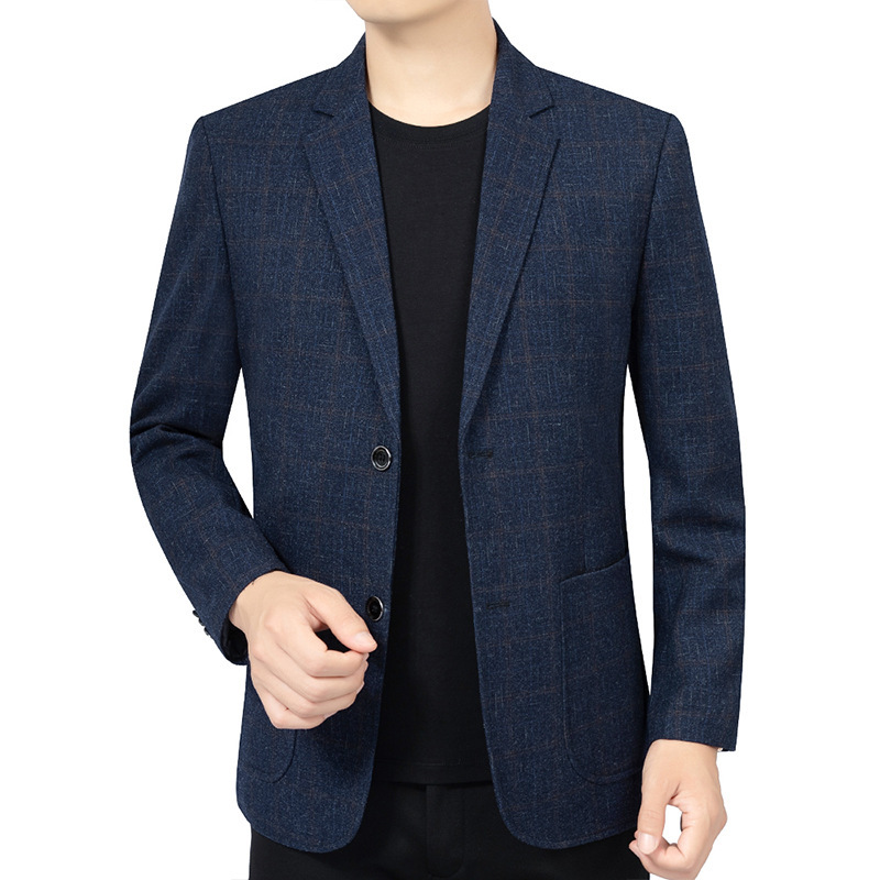 2025 Men's Suit Blue Plaid Korean Style Slim Fit Young and Middle-Aged Spring and Autumn Jacket Single Western Western Western Suit Dropshipping 2025 Men's Suit Blue Plaid Korean Style Slim Fit Young and Middle-Aged Spring and Autumn Jacket Single Western Western Western Suit Dropshipping