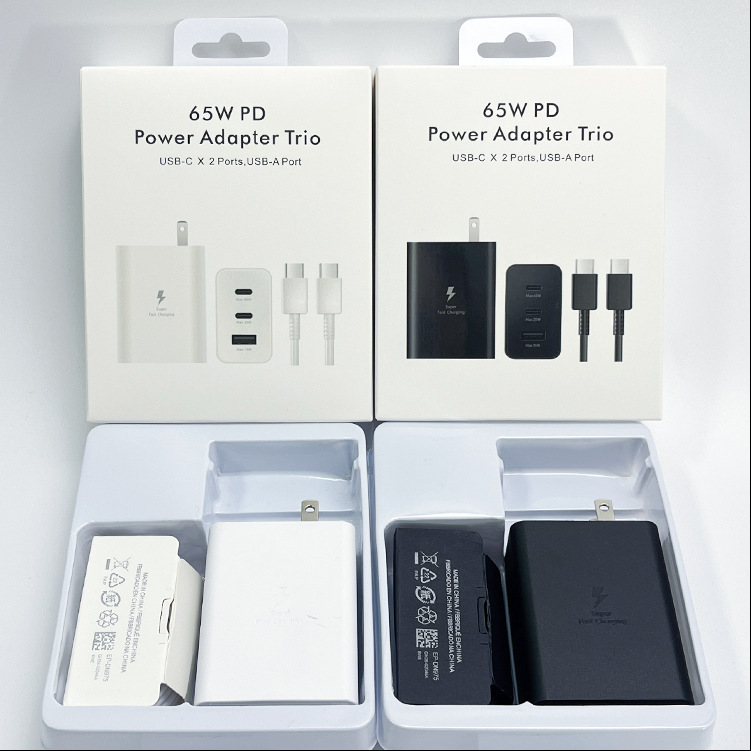 Suitable for Samsung Galary Mobile Phones, 2Pd+Usb Charging Head with Three Ports, Compatible with Us Standard 65W Ultra-Fast Charger Set Suitable for Samsung Galary Mobile Phones, 2Pd+Usb Charging Head with Three Ports, Compatible with Us Standard 65W Ultra-Fast Charger Set