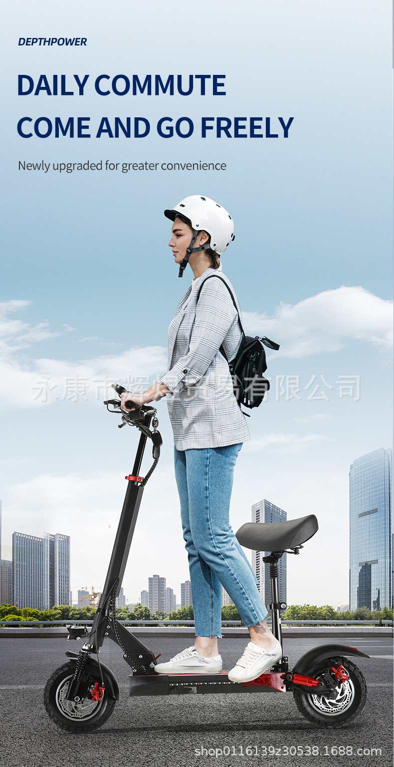 Factory Direct Supply Export Lithium Battery 48V Electric Scooter Folding Adult Skateboard Mobility Scooter Pedal Driving