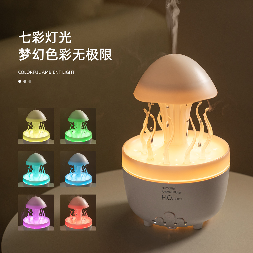 Personalizado nuevo estilo giratorio máquina de aromaterapia de gota de agua escritorio para el hogar colorido humidificador de aire de hierba de agua regalo de grano de madera al por mayor