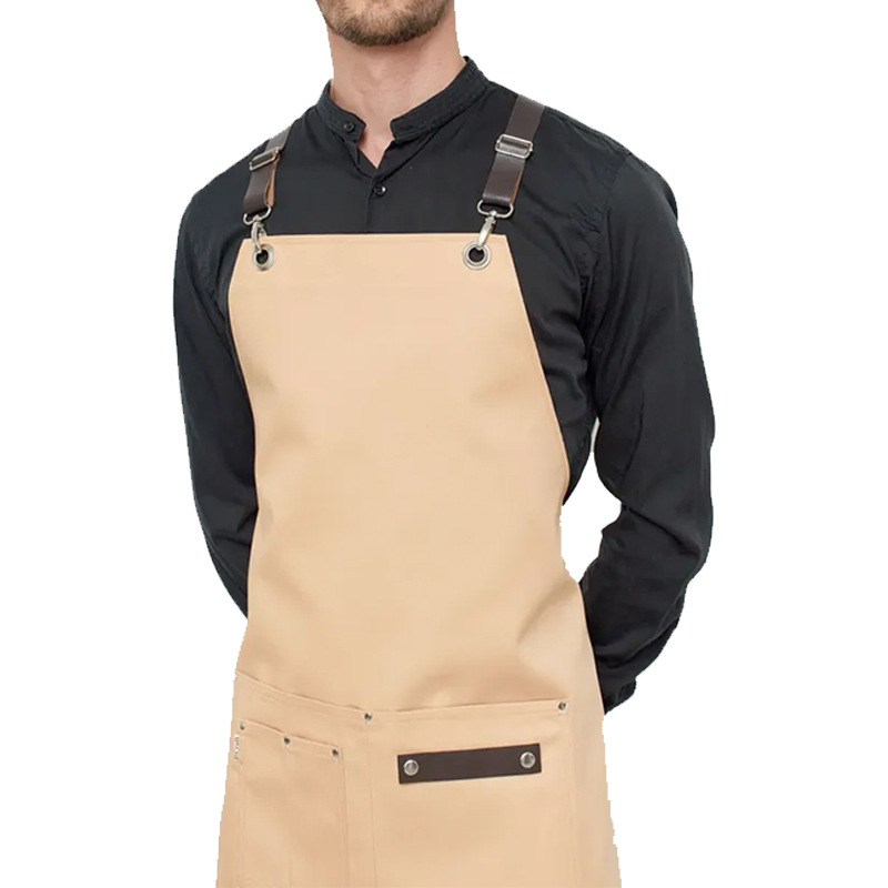 Transfronterizo Amazon poliéster lona delantal personalizado logotipo leche tienda de té cafetería ropa de trabajo cocina delantal impermeable