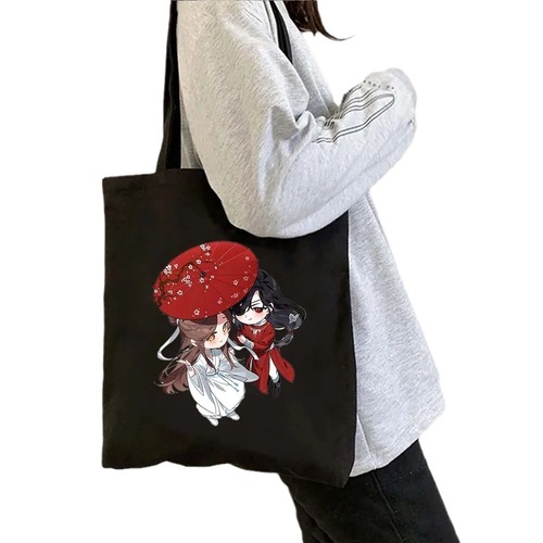 Tian Guan Ci Fu: Heaven's Blessing Anime Canvas Bag Shopping Tote with Hua Cheng Xie Lian Ghost King Umbrella Design
