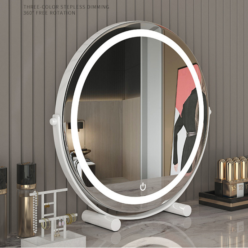 Cylindrical Dressing Table Mirror Rotatable Makeup Mirror Desktop Desktop with Light Supplementing High Color Value Ins New Led Light Cylindrical Dressing Table Mirror Rotatable Makeup Mirror Desktop Desktop with Light Supplementing High Color Value Ins New Led Light