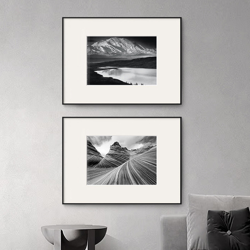 Ansel Adams black and white landscape photography decorative painting background wall mural study restaurant cardboard combination hanging painting Ansel Adams black and white landscape photography decorative painting background wall mural study restaurant cardboard combination hanging painting