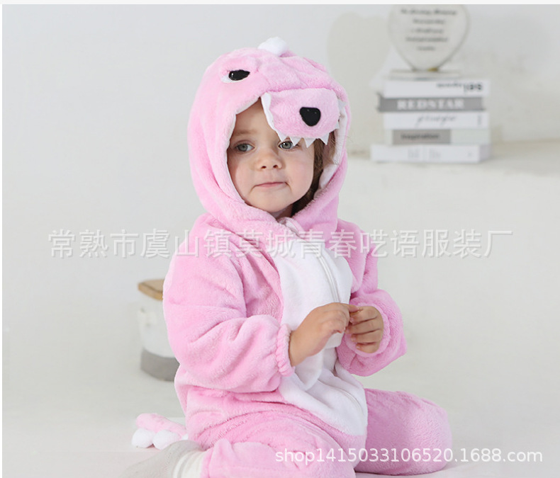 Pink dinosaur crawling clothes