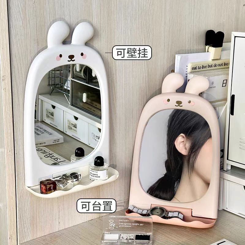 Espejo de maquillaje en la mesa de alto valor facial colgado en la pared dormitorio multifuncional para estudiantes universitarios de belleza al por mayor espejo de maquillaje