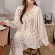 新款日式和服系带孕妇睡衣云朵棉长袖开衫月子服产后喂奶衣家居服