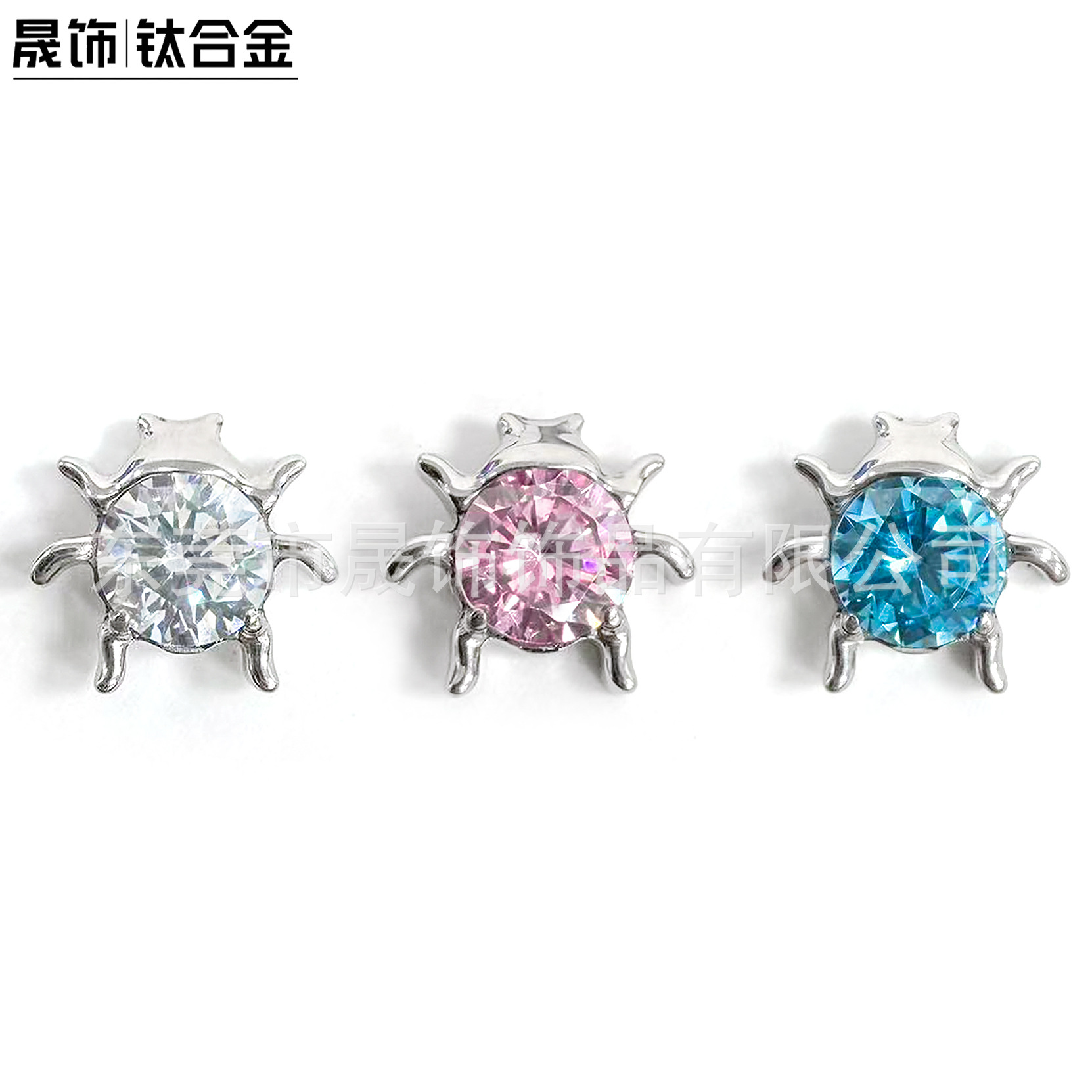 F136 Titanium Alloy 七 Star 瓢虫 Ear Stud Studded 5A Cubic Zirconia Helix Cartilage Stud G23 Titanium Internal Thread Labret Stud Piercing Jewelry