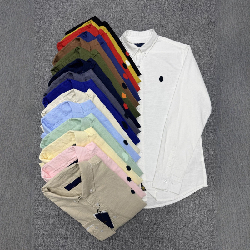 Cross-Border Polo Men's Long-Sleeve Shirt with Small Horse Logo, Spring and Autumn Business Casual Linen Solid Color Men's Shirt Cross-Border Polo Men's Long-Sleeve Shirt with Small Horse Logo, Spring and Autumn Business Casual Linen Solid Color Men's Shirt