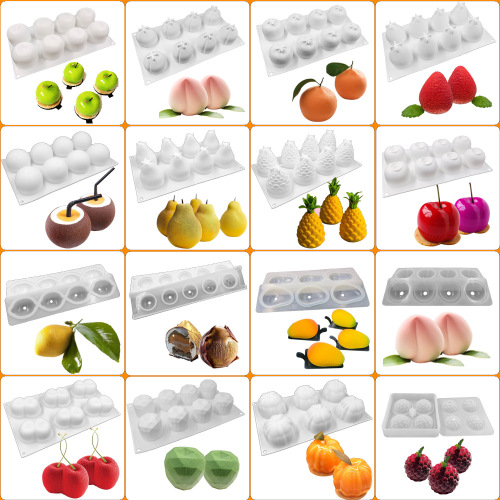 Amazon Fruit Mousse Silicone Cake Mold DIY Baked Fruit Shape French Chiffon Dessert Mold Foreign Trade