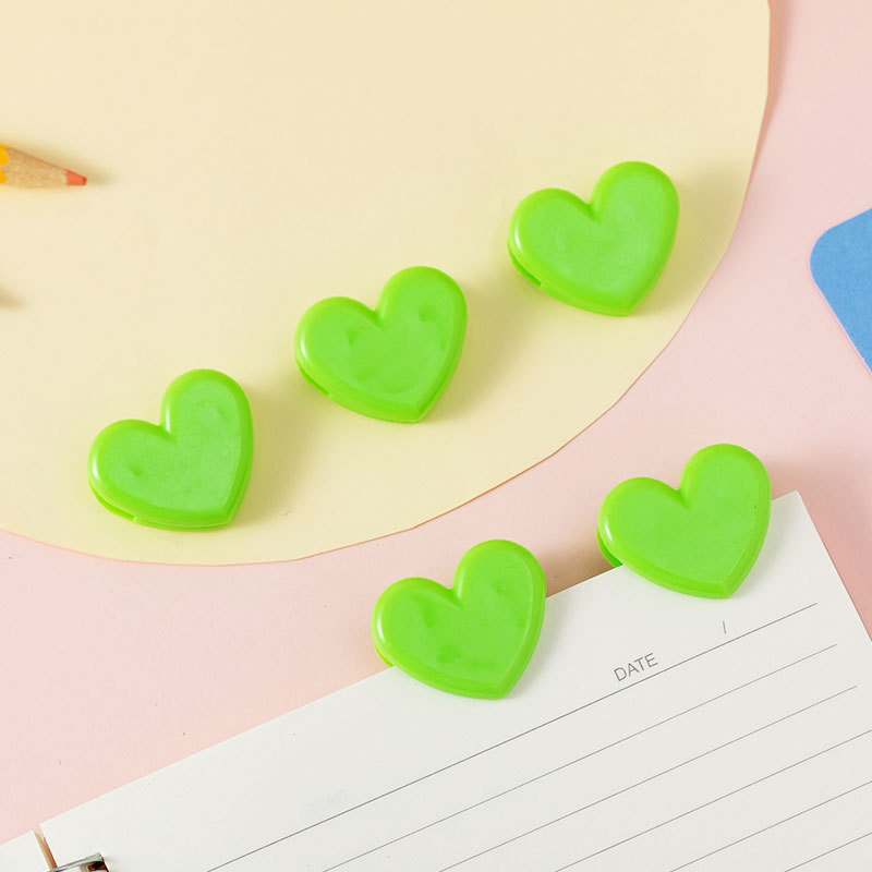 Clip de amor transparente Clip de sellado de bocadillos de niña rosa Mini carpeta de fotos decorativa linda carpeta de aprendizaje