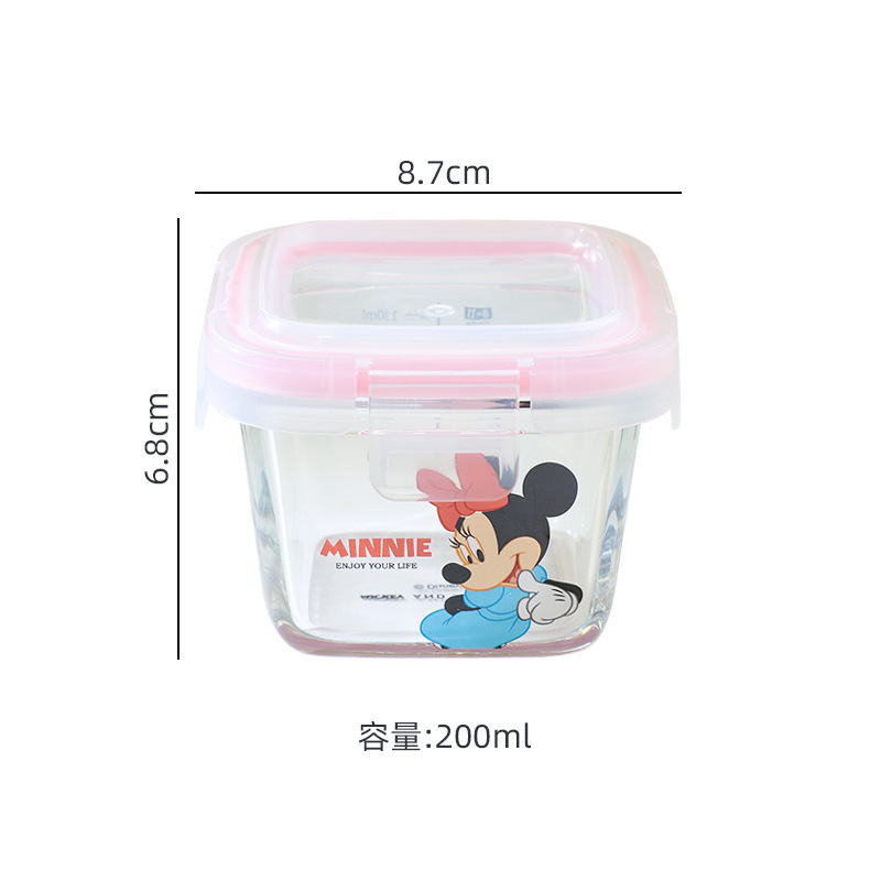 Cuenco de alimentos para niños de Disney, vidrio con alto contenido de borosilicato, caja de conservación para bebés linda, caja sellada al por mayor, caja de regalo, regalo