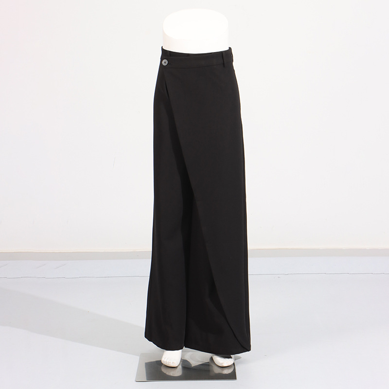 Personalized Set Women Spring Summer Street Irregular Asymmetric Top High Waist Wide Leg Pants Two Piece Sets
