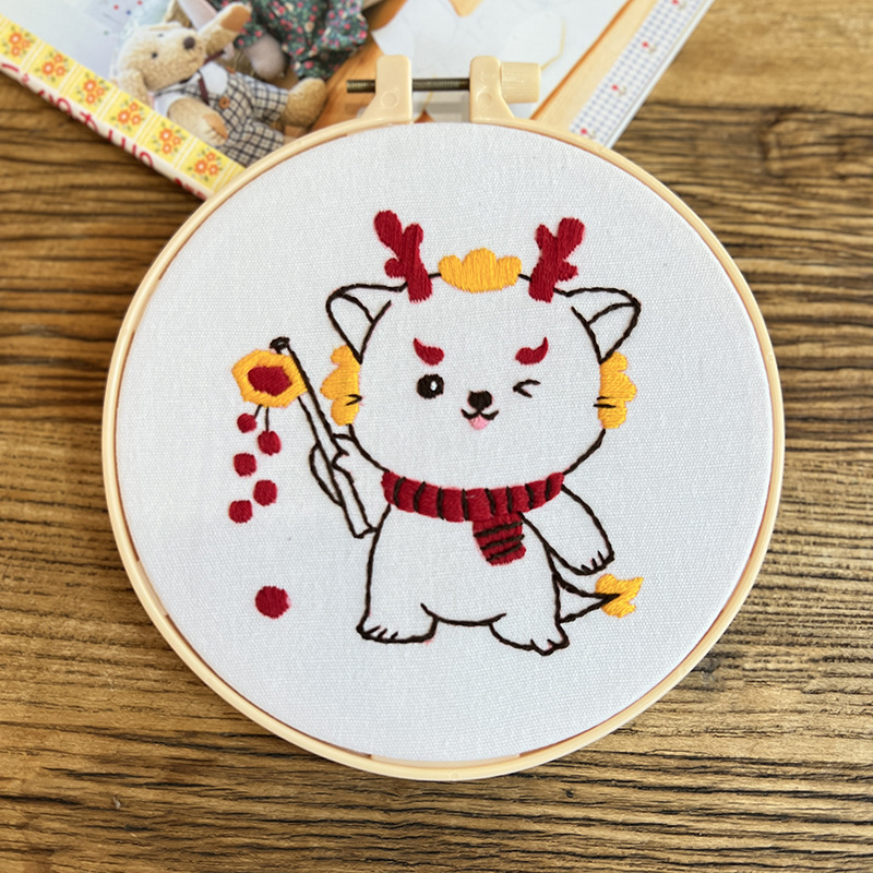 Lindo conejo bordado DIY colgando pintura de los niños Lu bordado puntada primaria práctica punto cruz dibujos animados pequeños adornos de animales