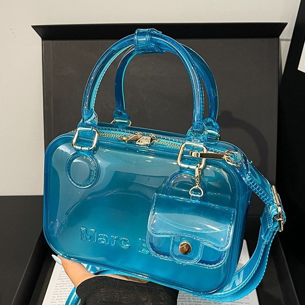 Borsa a tracolla da donna in PVC trasparente effetto gelatina, stile New Forest, moda, con lettera, monospalla, trendy._voghion.com