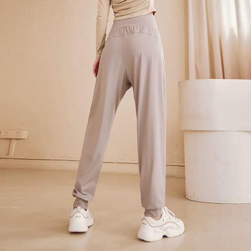 Women's sports trousers, high-waisted, loose-fitting, running fitness pants, professional Pilates training, quick-drying yoga pants