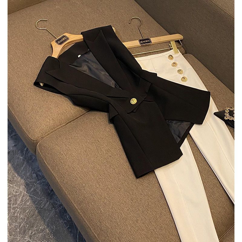 Women's Clothing spring hot style fashion new design belt sleeveless slim fit suit vest vest for women_ecoleips.com