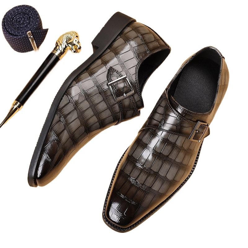 ShoeVault Formal Derby European And American 2025 New Business Casual Leather Men's British Pointed Toe Slip-On Gentleman Large_voghion.com