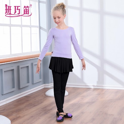 女の子用ラテンダンス服、練習着、春夏秋用長袖・半袖、子供用ヨガ、中国舞踊、体操服、女性用綿素材|undefined