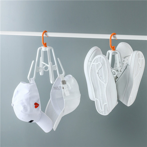 Factory direct sales multifunctional punch-free plastic hook shoe drying rack household rotatable folding sandal drying rack