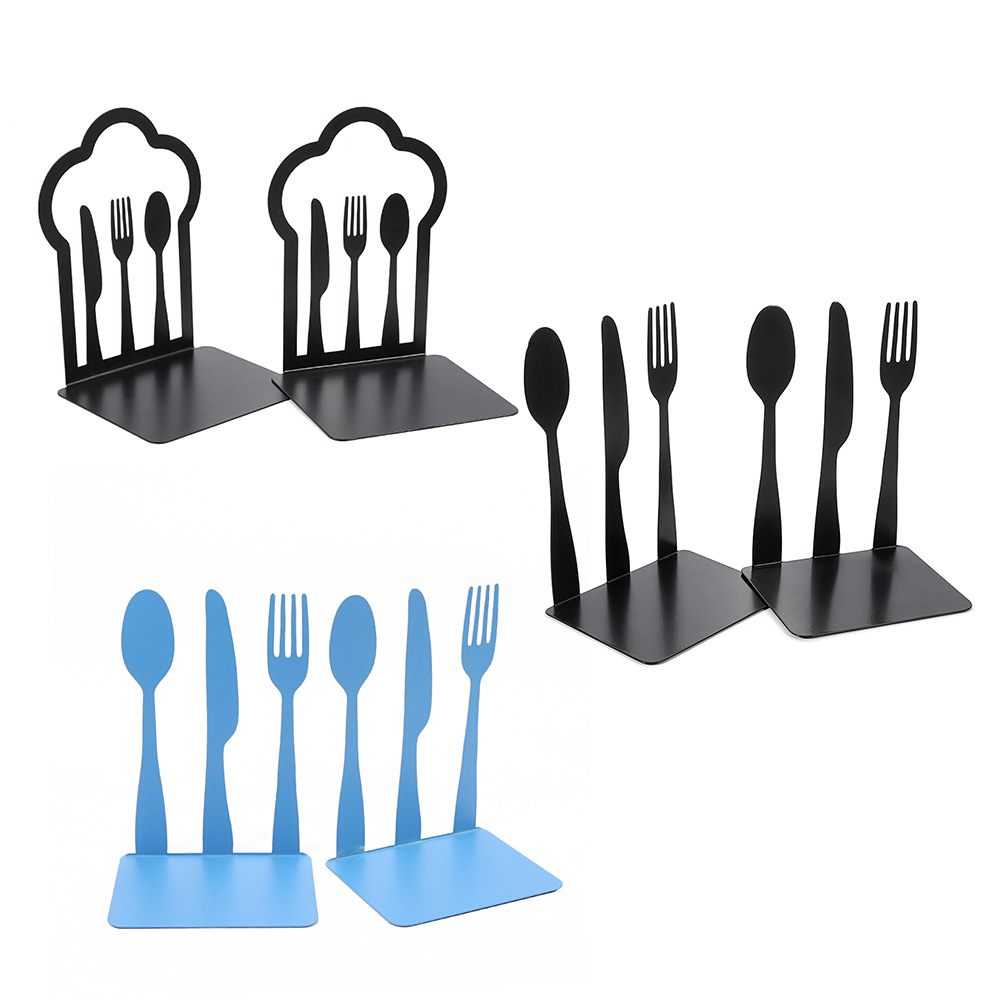 Metal L-shaped bookend, black ironware kitchenware tableware style bookend, creative student desk bookshelf office storage
