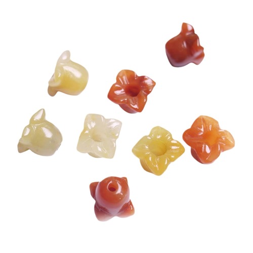 Golden silk jade three-color jade wind chime flower jewelry accessories diy braided bracelet earrings car hanging accessories accessories materials