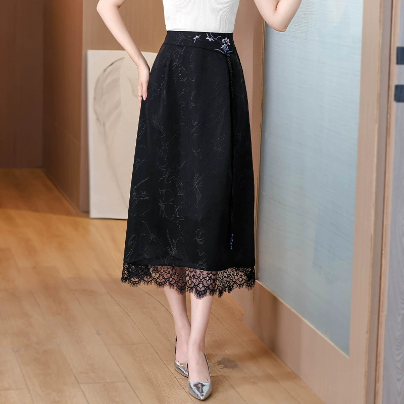 2025 Новый стиль атласный жаккард с двойным кружевным сращиванием ручной работы