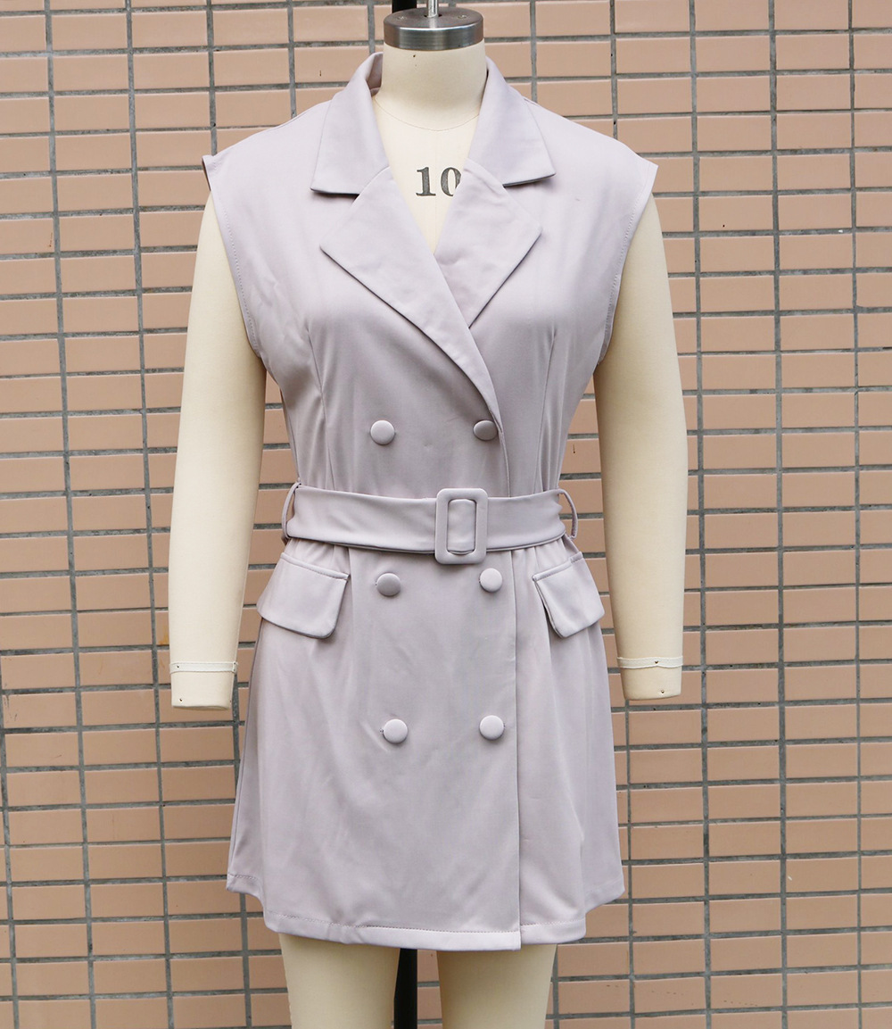 Women's Regular Dress Elegant Turndown Sleeveless Solid Color Knee-Length Daily Street display picture 10