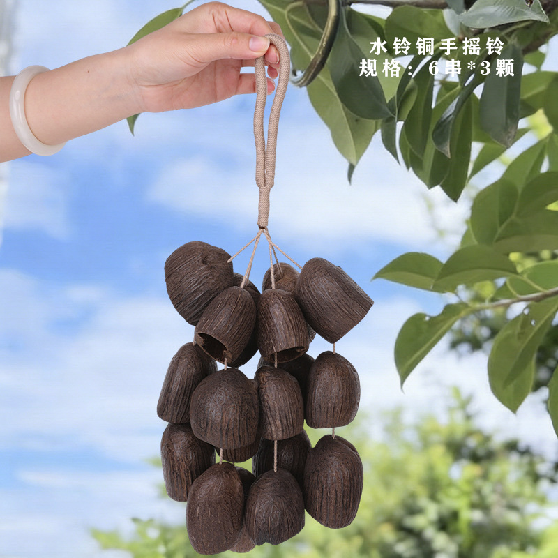 手摇小音束天然果壳串平安豆编织风铃白噪音疗愈手工编织挂饰批发