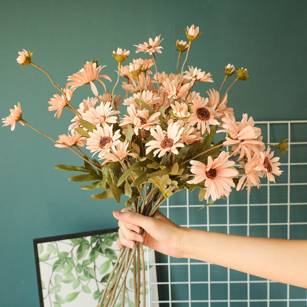手捧花小野菊仿真花廠家家居裝飾婚慶玫瑰花牆假花INS跨境MW66784