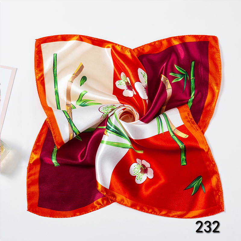35g Weight Silk Scarf Classification Office, Daily Occasion Satin Cloth Material Star, Flower Pattern Spring&Summer Season Women's Gender Printing Design Elegant Style Women's Elegant Star Flower Satin Cloth Printing Silk Scarf 28