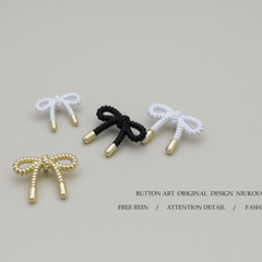 YOUDU Butterfly Knot Metal Black Button Fashion Simple Women's Coat Sweater Knit Cardigan Outerwear Button Wholesale