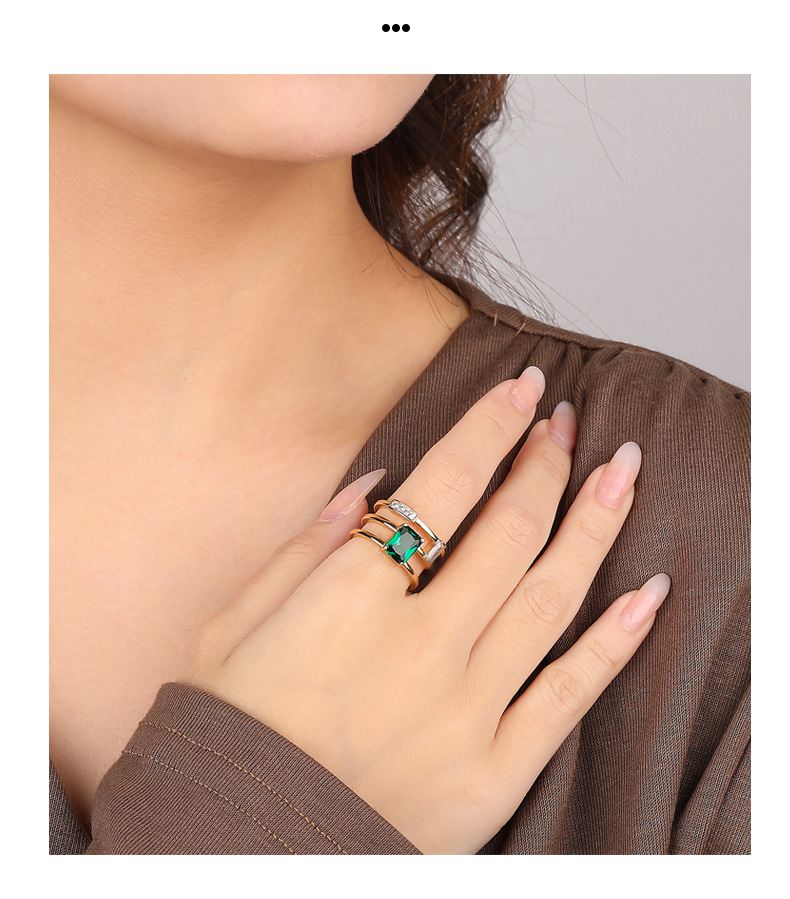 Fashion S925 Sterling Silver Inlaid Color Zirconium Hollow Open Ring Female display picture 3